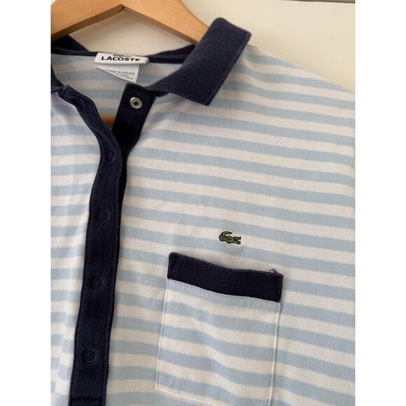 Lacoste Stripe Polo Shirt Womens size 44 small flaw - Picture 3 of 5